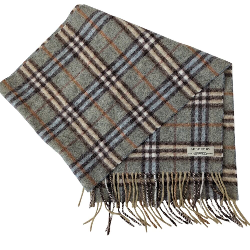 Burberry 100% Cashmere Scotland Brown Beige Tan Nova Check Plaid Neutrals